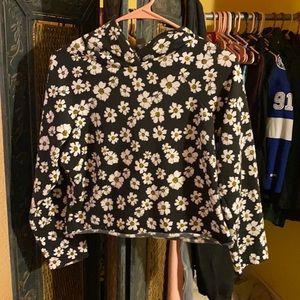 Flower print crop hoodie